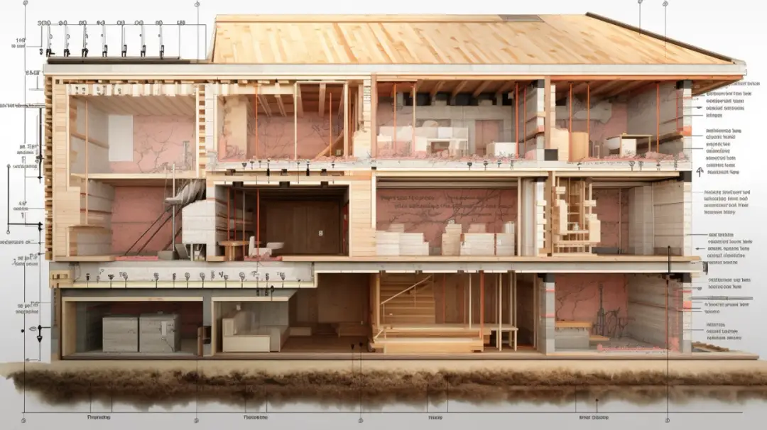 Przekrój Ściany Domu Szkieletowego - Zewnętrzne Drewniane Konstrukcje