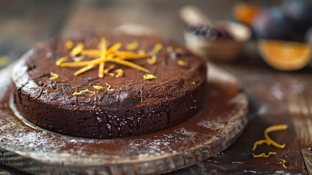 Biszkopt ciemny z kakao, powidłami śliwkowymi i nutą pomarańczy