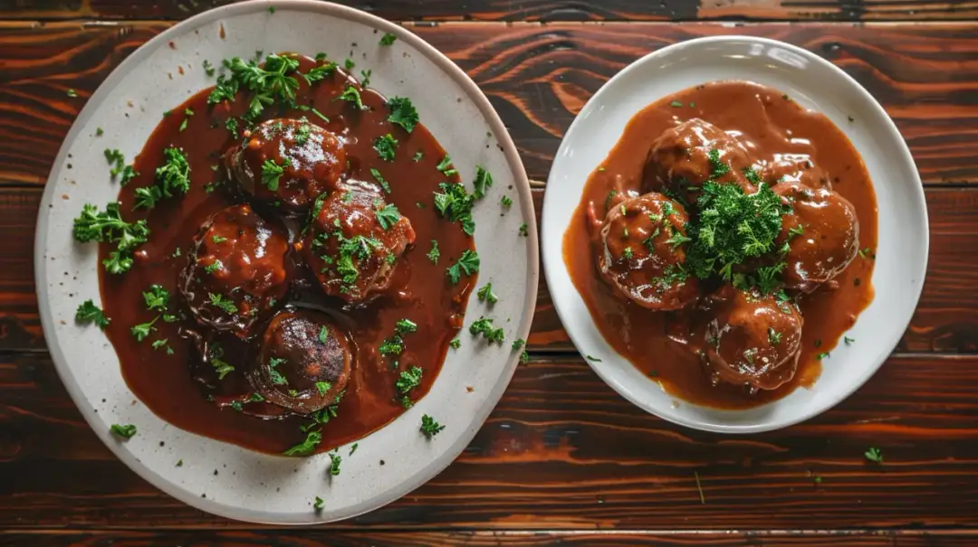 Pulpety w sosie pieczeniowym lub pieczarkowym - drobiowe lub wołowe