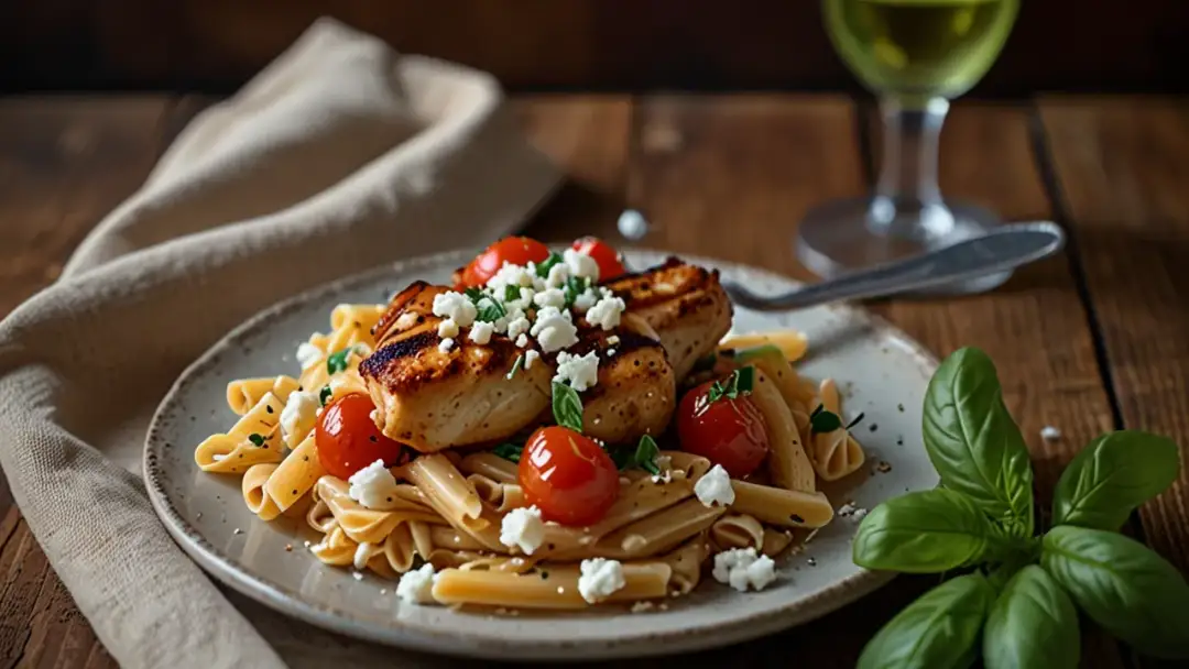 Makaron z fetą i kurczakiem w sosie pomidorowym: Pyszne połączenie