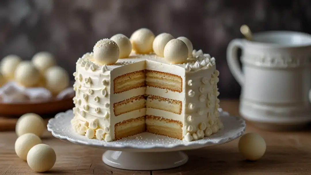 Tort z białymi michałkami: Krem i masa do słodkich wypieków