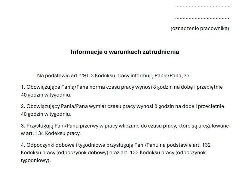 Nowa informacja o warunkach zatrudnienia – co musisz wiedzieć?