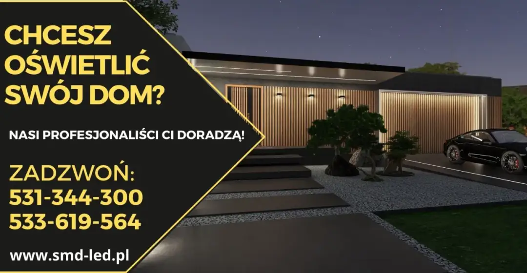 Oświetlenie elewacji domu parterowego - Piękno i bezpieczeństwo