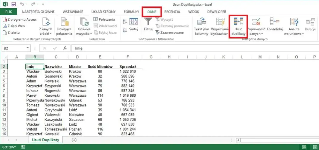 Jak usunąć powtarzające się dane w Excelu: 5 skutecznych metod