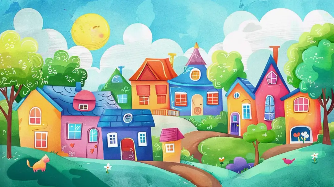 Kreatywne zabawy dla dzieci: Wioska Kolorowanka dla dzieci