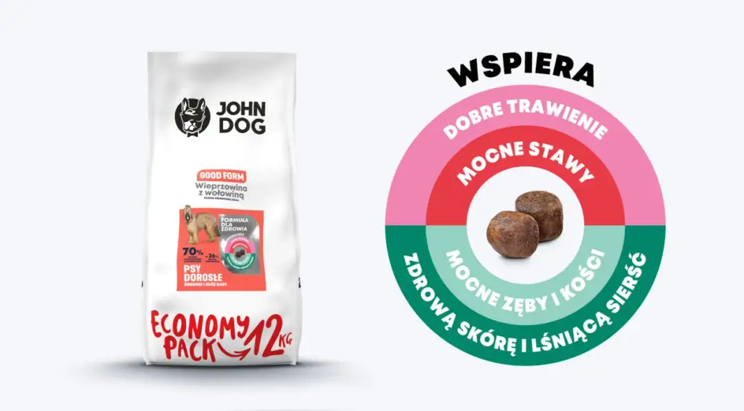 Karma John Dog wieprzowina z wołowiną – idealna dla dużych psów