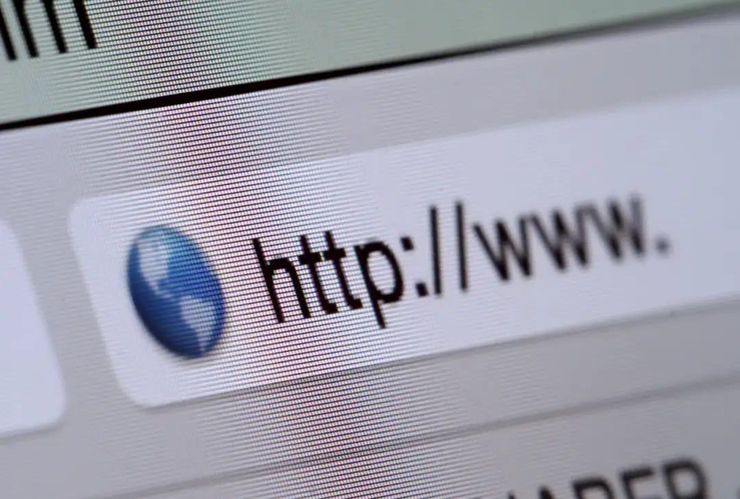 Zbliżenie na pasek adresu przeglądarki z tekstem "http://www." i ikoną globu.