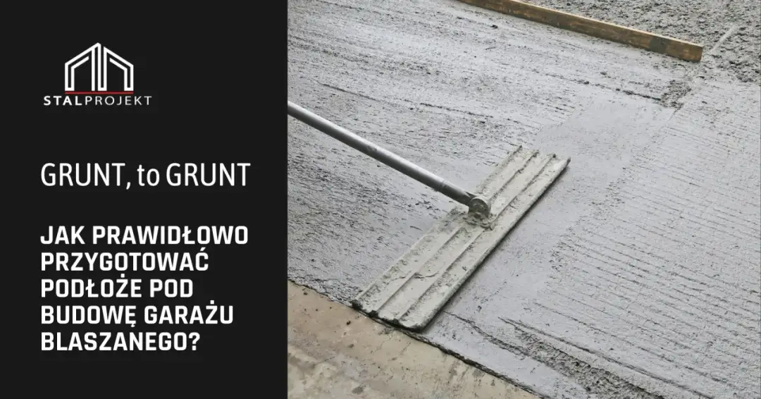 Wylewanie betonu na fundament pod garaż blaszany. Narzędzie do wyrównywania świeżej masy.