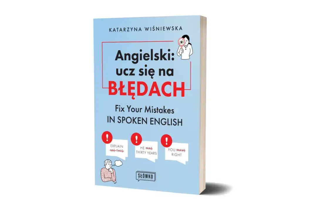 Książka "Angielski: ucz się na błędach" pomaga w nauce słówek po angielsku, poprawiając błędy w mowie.