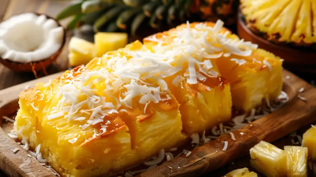 Przepis na ciasto Pina Colada z ananasem, kokosem i rumem