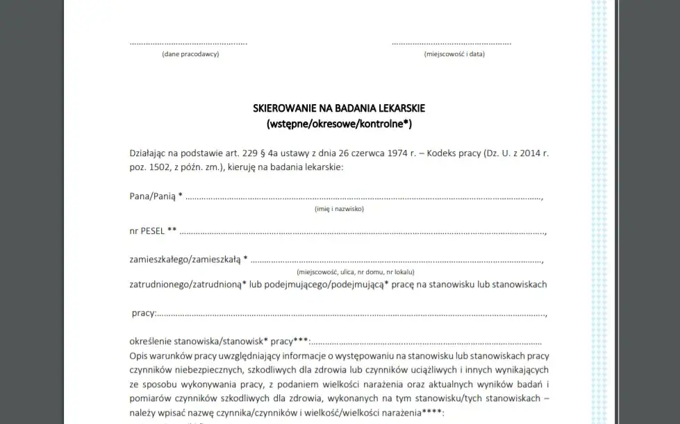 Skierowanie na badania okresowe - jak długo jest ważne?