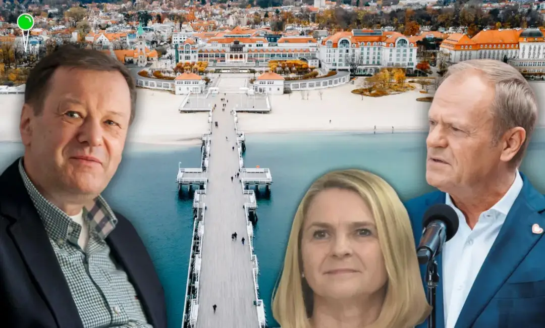 Wojciech Fułek i Małgorzata Tusk na tle sopockiego molo.