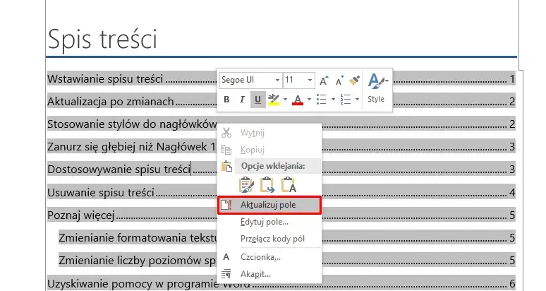 Jak zrobić spis treści w Wordzie i uniknąć problemów z nawigacją
