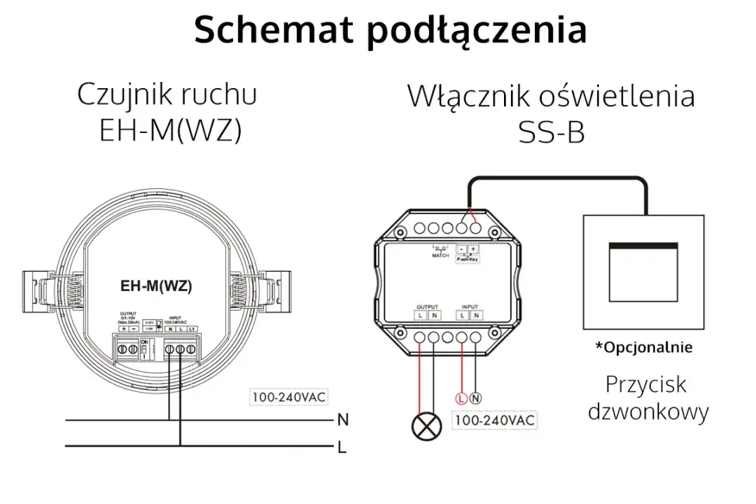 Schemat podłączenia czujnika ruchu z wyłącznikiem - Pełna kontrola światła
