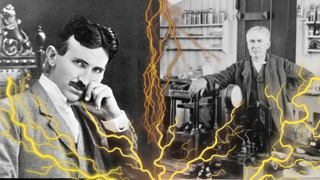 Nikola Tesla i Thomas Edison, dwaj giganci elektryczności, w starciu o to, kto wymyślił prąd stały.