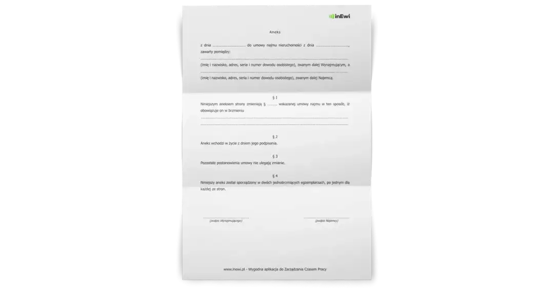 Aneks do umowy najmu okazjonalnego - Pobierz wzór PDF