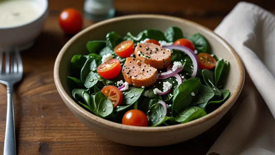 Sałatka ze szpinakiem i łososiem - zdrowa i smaczna propozycja na lunch