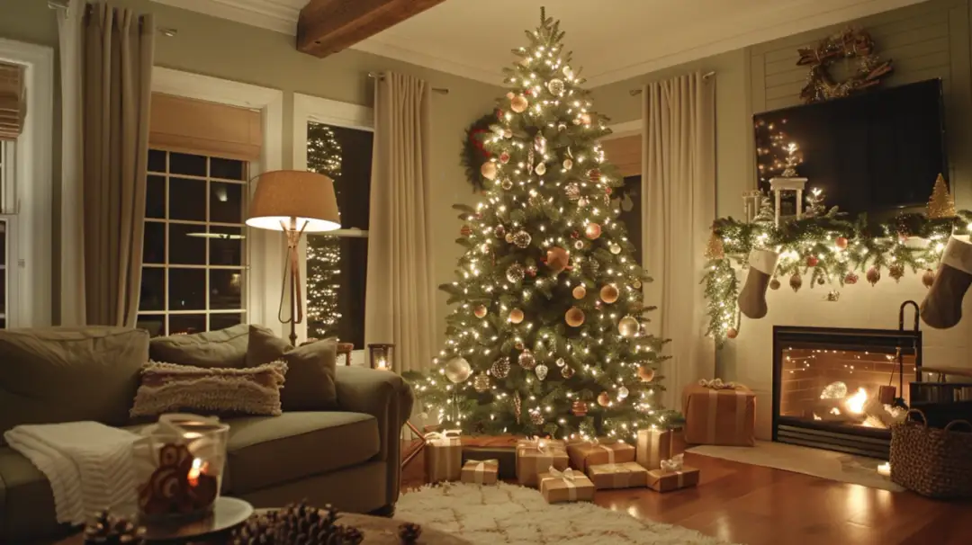 Modne Dekoracje Świąteczne: Choinka ze Światełkami i Dodatkami Ręcznie Robionymi