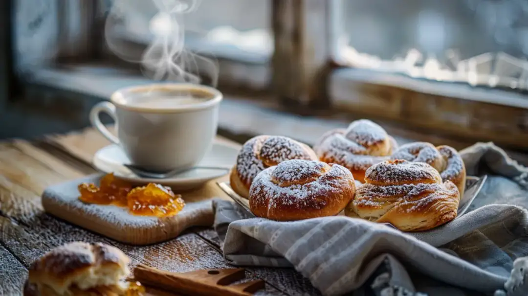 Rogaliki drożdżowe z marmoladą i kruszonką cynamonową