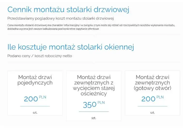 Cennik demontażu i montażu drzwi - Sprawdź ceny usług