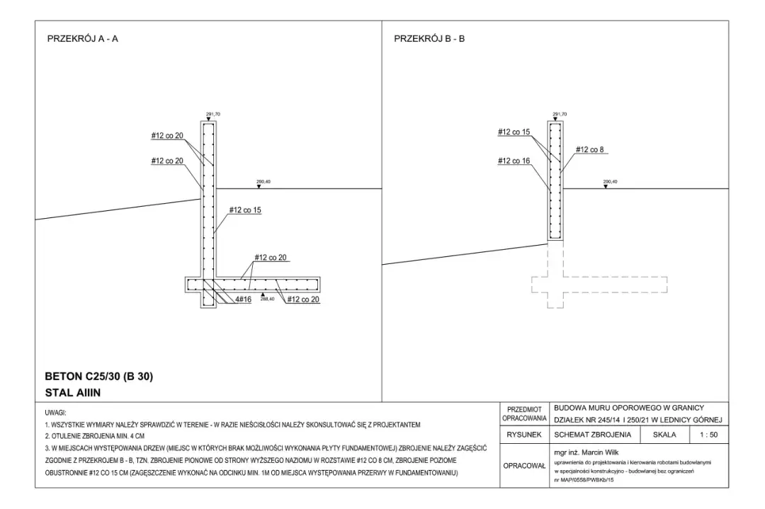 Zbrojenie muru oporowego: Jak czytać rysunek i uniknąć błędów?