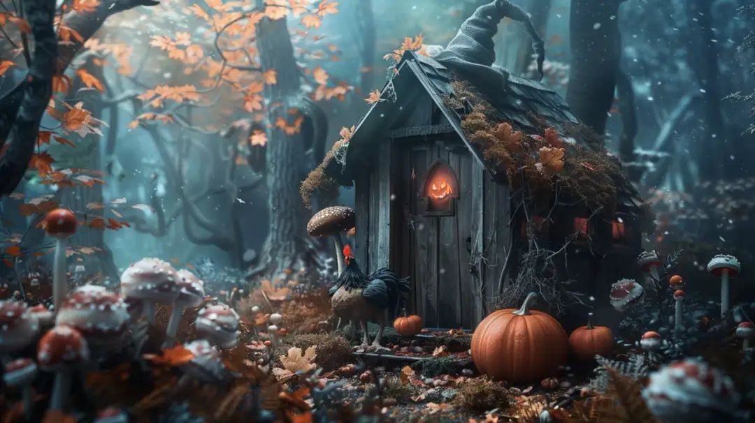 Kolorowanka z Babą Jagą: Pokoloruj straszną czarownicę z bajek dla dzieci