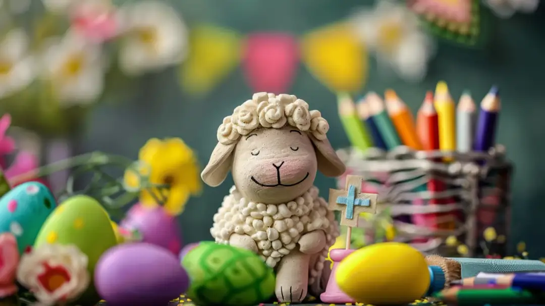 Kolorowanka z barankiem wielkanocnym: Pokoloruj symbol Świąt Wielkanocnych