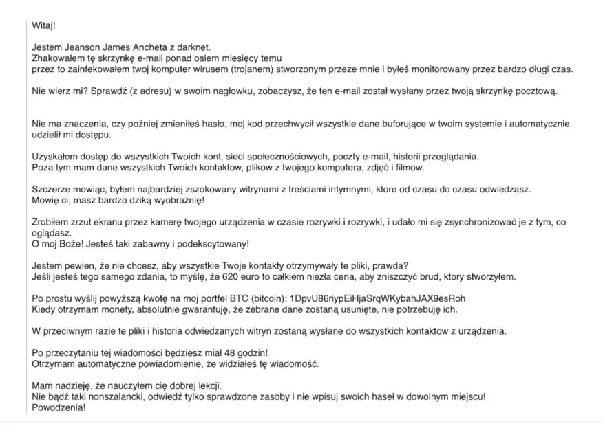 Mail szantaż bitcoin: Jak rozpoznać i reagować na oszustwo