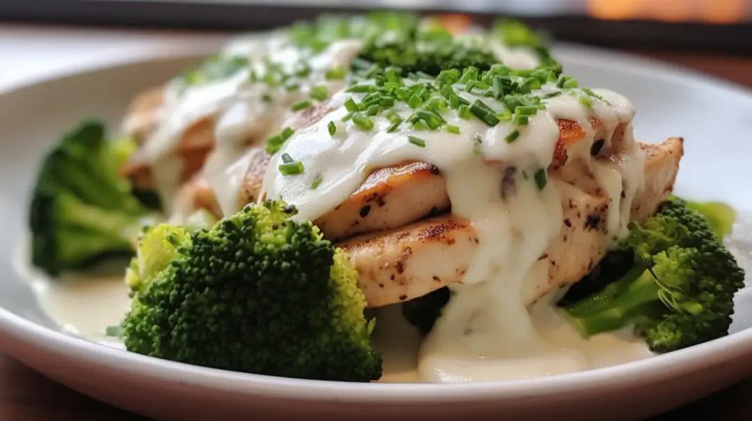 Kurczak z brokułami w sosie serowo-śmietanowym