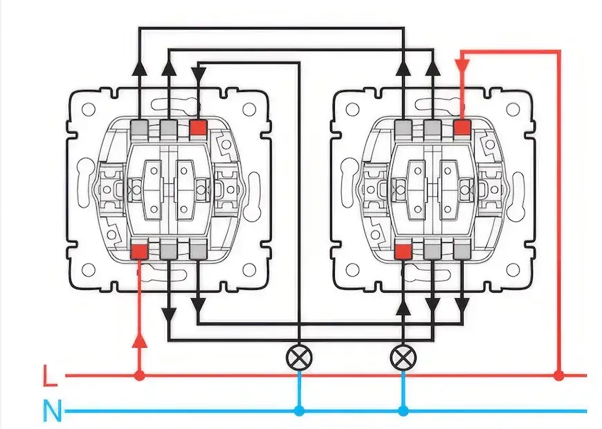 Jak podłączyć łącznik schodowy podwójny? Kompletny schemat