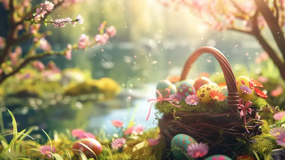 Darmowa kolorowanka z jajem i jeziorem do wydruku na Wielkanoc