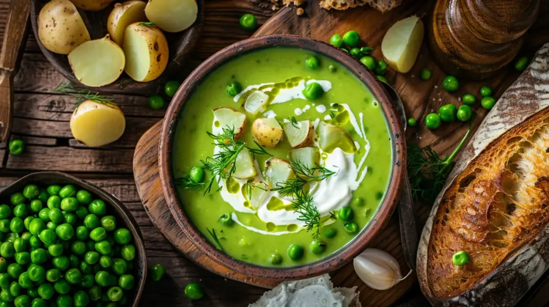 Zupa krem z zielonego groszku z ziemniakami lub bez - przepis