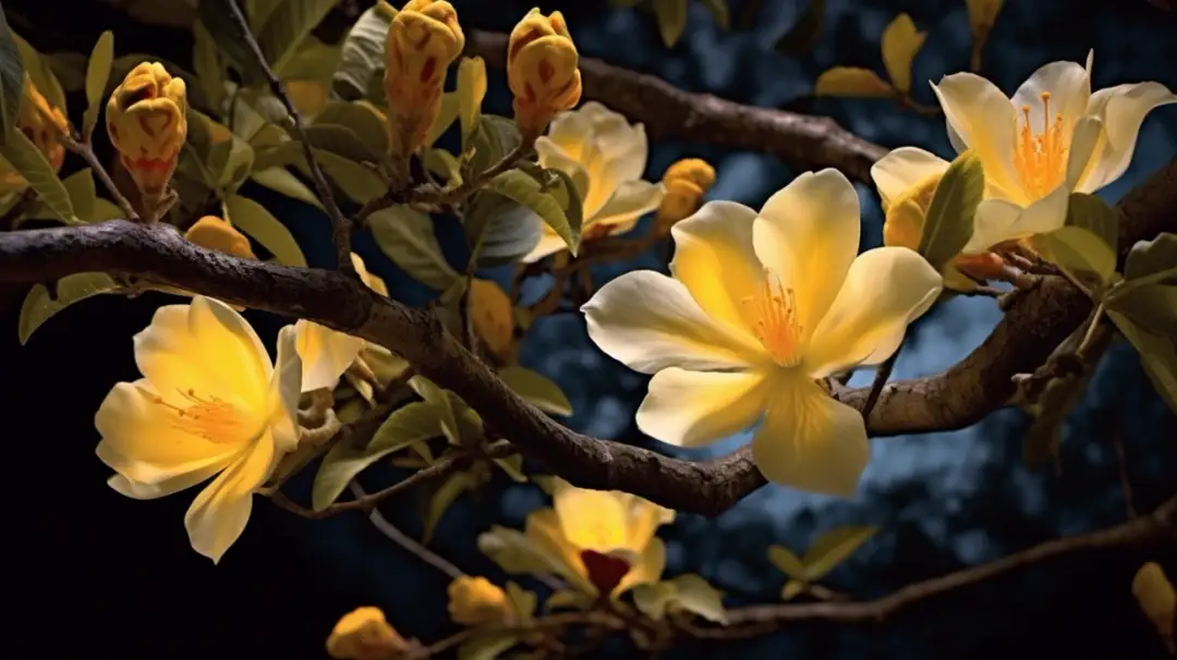 Albicja jedwabista nocą - Odkryj piękną roślinę na nocnym niebie