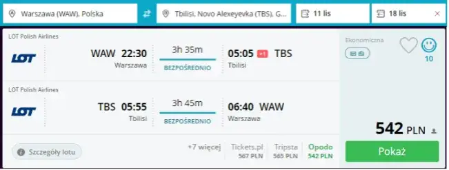 Jak długo trwa lot do Gruzji z Warszawy? Czas i najlepsze opcje lotów