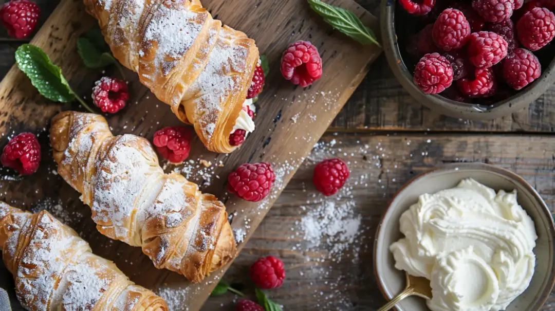 Kruche rogaliki lub rolada z kremem mascarpone - słodkie przysmaki