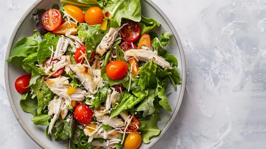 Mix sałat z kurczakiem: Sałatka z sosem czosnkowym z kurczakiem