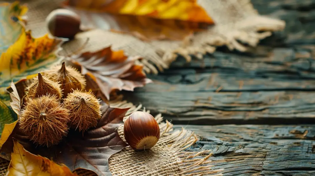 Szablon kasztana i liścia kasztanowca do druku na jesienne dekoracje