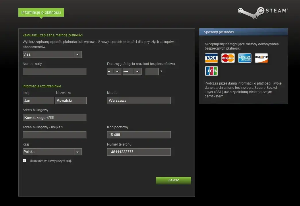 Wszystko co musisz wiedzieć o adresie bilingowym Steam - kompletny poradnik