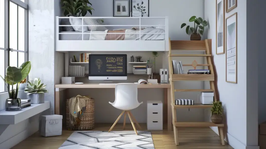 Biurko z łóżkiem piętrowym - wygoda i miejsce do nauki.