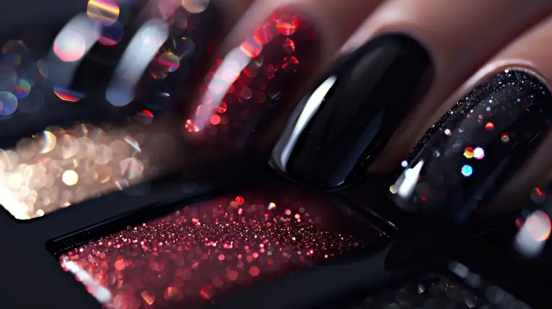 Lakier hybrydowy czarny z brokatem: Idealny na wieczór? 