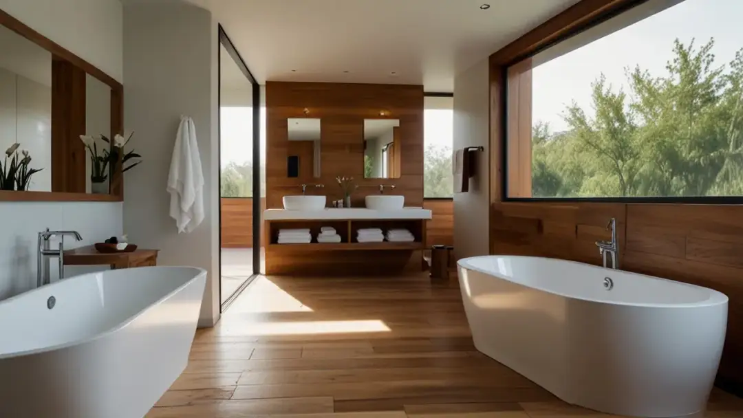 Łazienka w drewnie i bieli – Styl, aranżacja i korzyści z połączenia tych materiałów