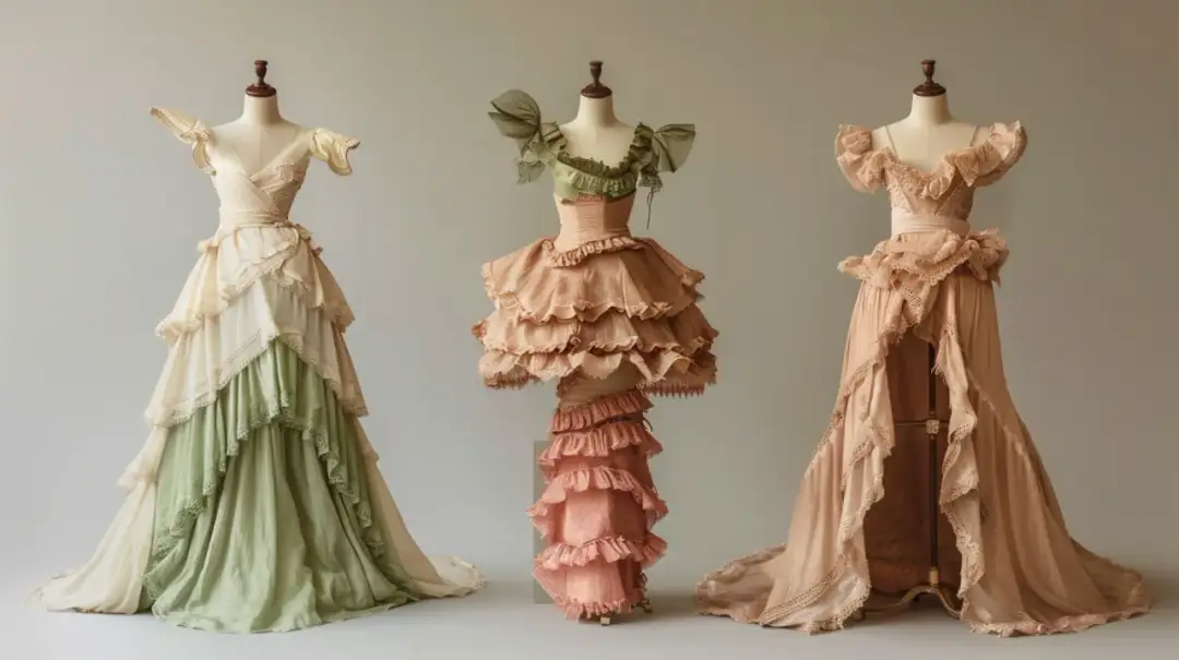 Beżowa sukienka z falbanami: niewinna czy prowokująca? Balans!