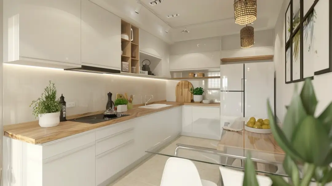 Nowoczesna jadalnia z kuchnią - otwarta przestrzeń w domu