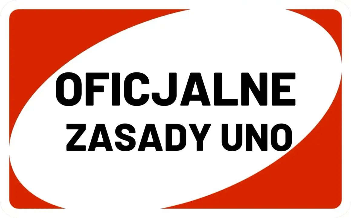 Oficjalne zasady gry UNO, w tym zasady zamiany kart. Czerwono-białe tło.