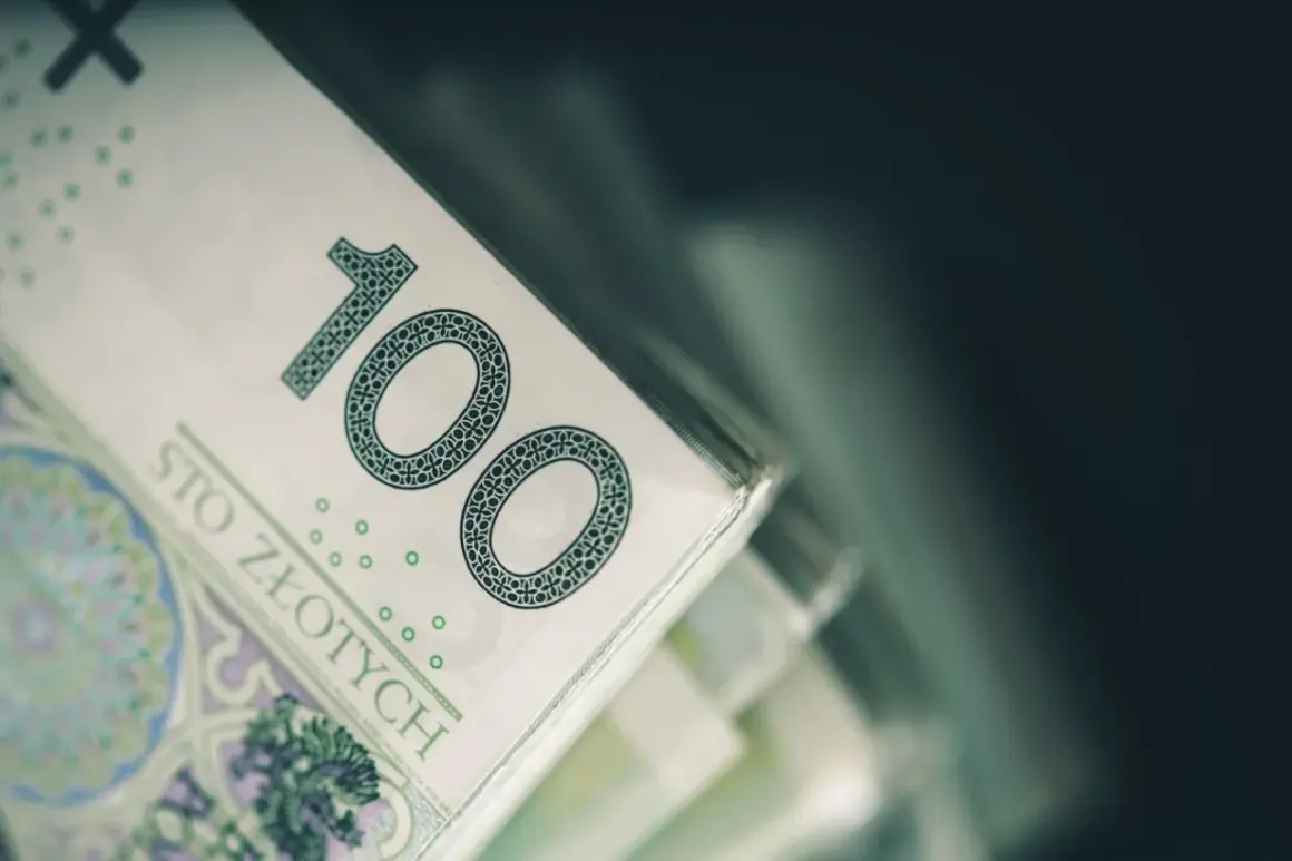 Stos banknotów 100 zł. Taki dodatek do przedszkola to marzenie wielu rodziców.