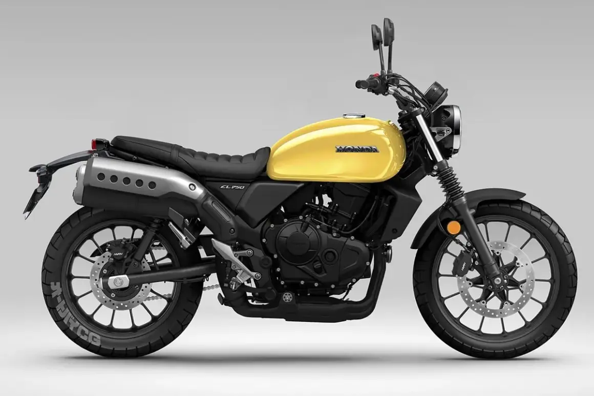 Honda Scrambler 750 amarilla, lista para la aventura.