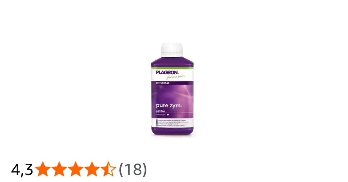 Flacone di Plagron Pure Zym, un additivo universale che, come il cannazym, migliora l'assorbimento dei nutrienti.