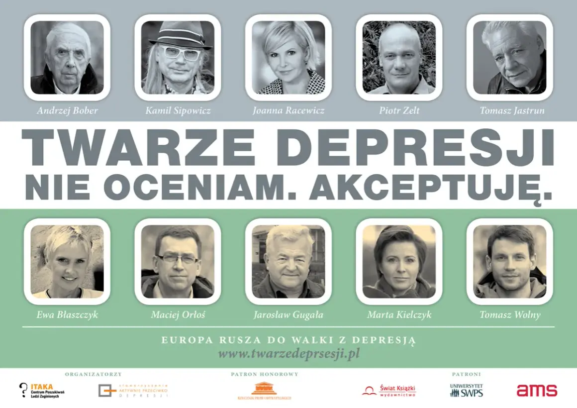 Znane osoby z depresją: Andrzej Bober, Ewa Błaszczyk i inni pokazują, że nie oceniamy, akceptujemy.