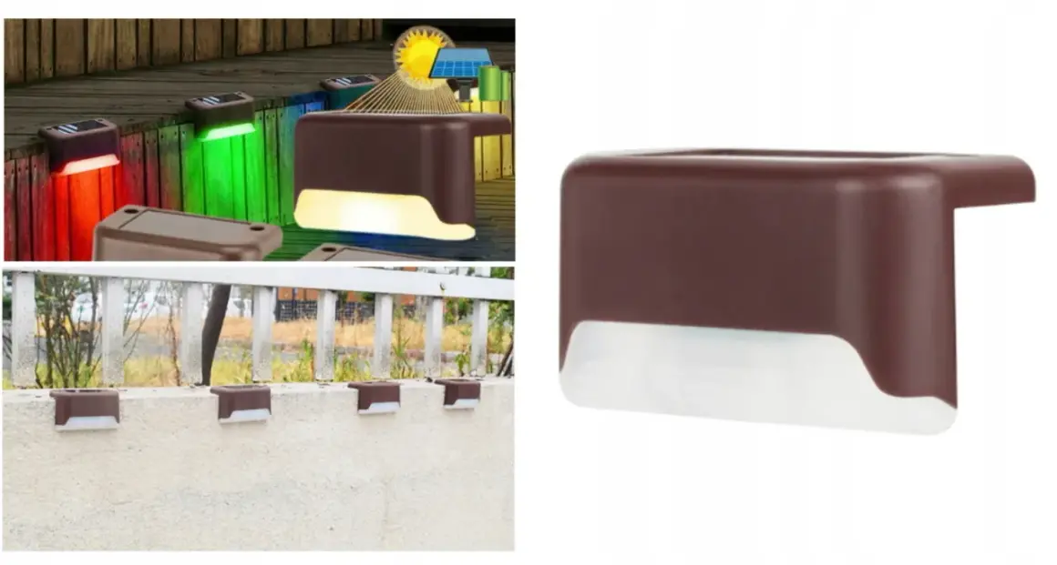 Elegancka lampa solarna schodowa, która rozświetli Twoje schody i taras. Dostępna w różnych kolorach.