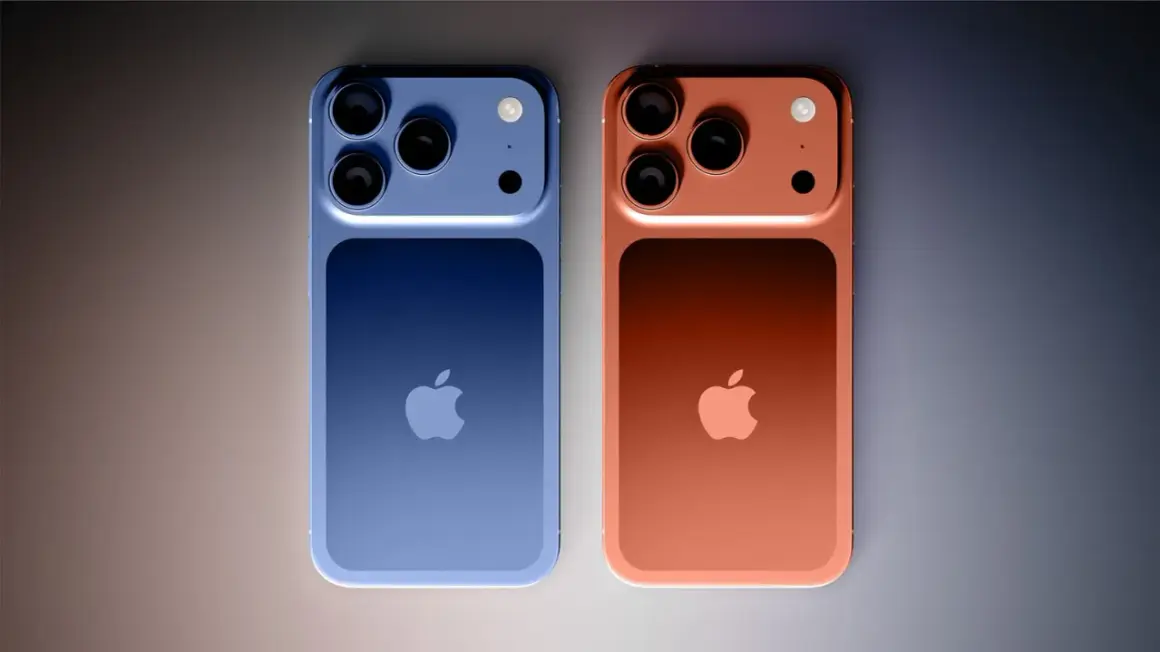 Dwa telefony Apple w kolorach niebieskim i miedzianym, z potrójnymi aparatami. Czy to już najnowszy iPhone?